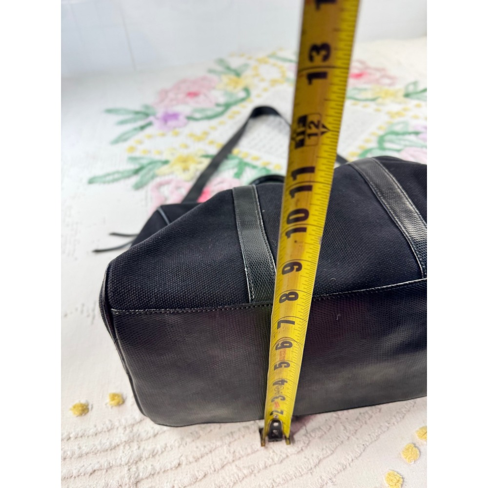 Victorias Secret Black Canvas Duffel Bag Gold Logo Pink Lining Crossbody Satchel - Picture 5 of 10